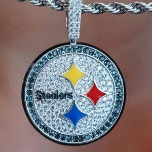 Silver Pittsburg Steelers Hip Hop Pendant with 24inch Chain